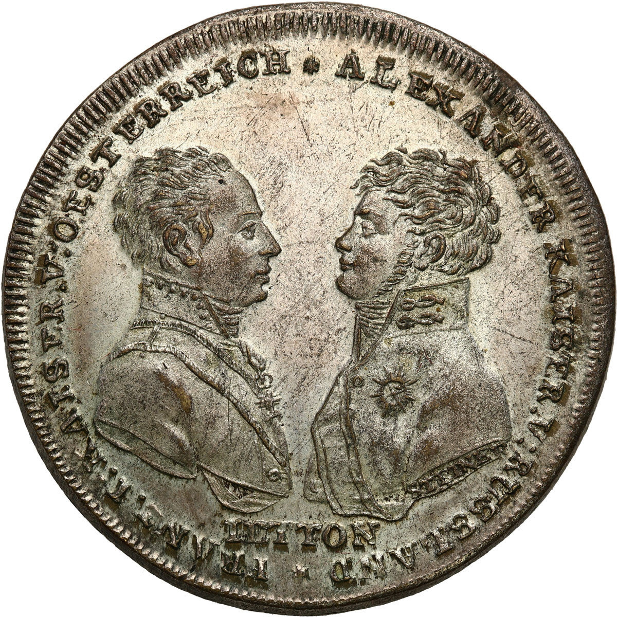 Rosja. Żeton pamiątkowy 1813 - bitwa pod Lipskiem 1813, brąz srebrzony